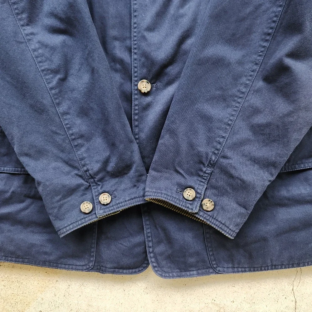 Vintage GAP Chore Jacket Size XL Navy Blue Red Plaid Flannel Lining 90s